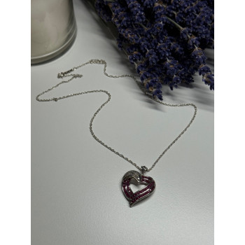 925 Sterling Silver Necklace Pink & White Spinel