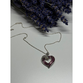 925 Sterling Silver Necklace Pink & White Spinel