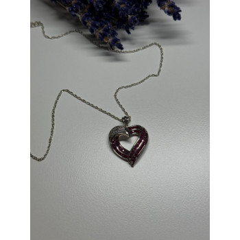 925 Sterling Silver Necklace Pink & White Spinel