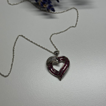 925 Sterling Silver Necklace Pink & White Spinel