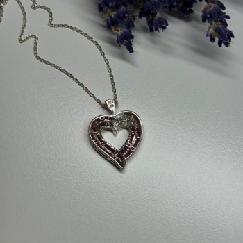 925 Sterling Silver Necklace Pink & White Spinel