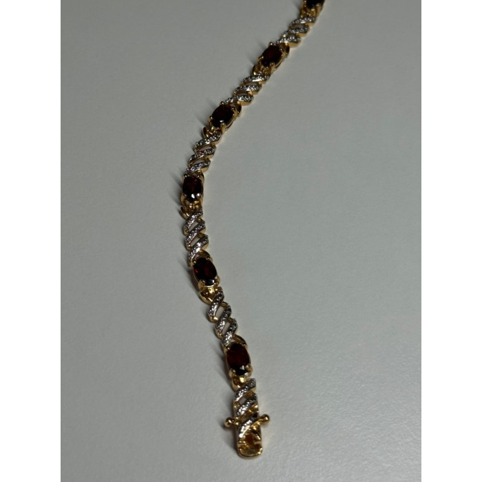 925 STERLING SILVER GOLD PLATED GARNET BRACELET