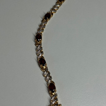 925 Sterling Silver Gold Plated Garnet Bracelet