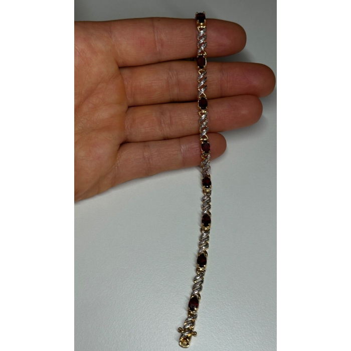 925 STERLING SILVER GOLD PLATED GARNET BRACELET