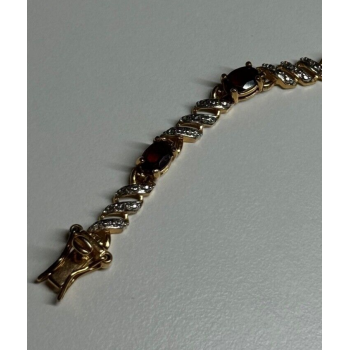 925 STERLING SILVER GOLD PLATED GARNET BRACELET