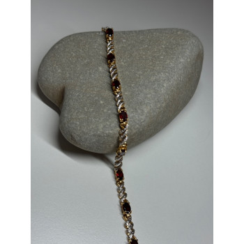 925 STERLING SILVER GOLD PLATED GARNET BRACELET