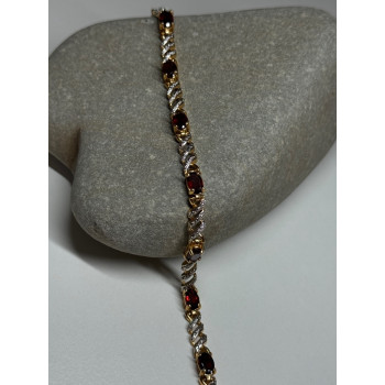 925 STERLING SILVER GOLD PLATED GARNET BRACELET