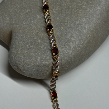 925 Sterling Silver Gold Plated Garnet Bracelet
