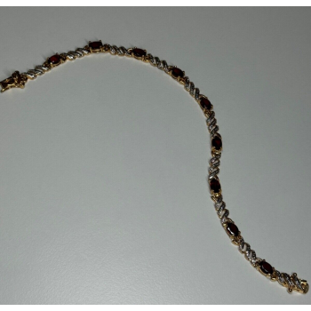 925 STERLING SILVER GOLD PLATED GARNET BRACELET
