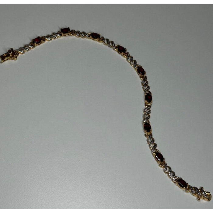925 STERLING SILVER GOLD PLATED GARNET BRACELET