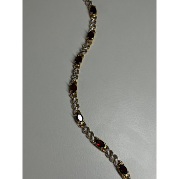 925 STERLING SILVER GOLD PLATED GARNET BRACELET