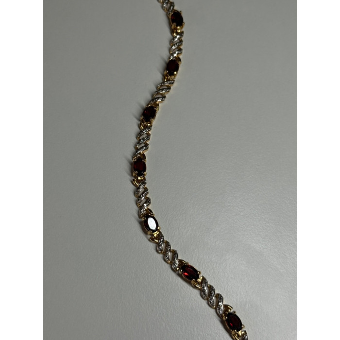 925 STERLING SILVER GOLD PLATED GARNET BRACELET