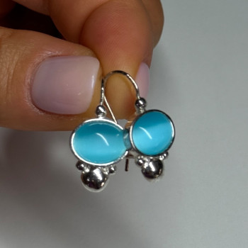 925 Sterling Silver Moon Stone Earrings Length 22 Mm