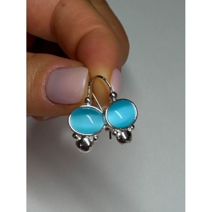 925 Sterling Silver Moon Stone Earrings Length 22 Mm