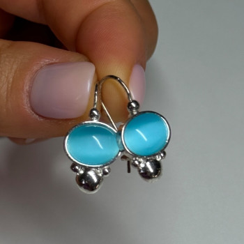 925 Sterling Silver Moon Stone Earrings Length 22 Mm