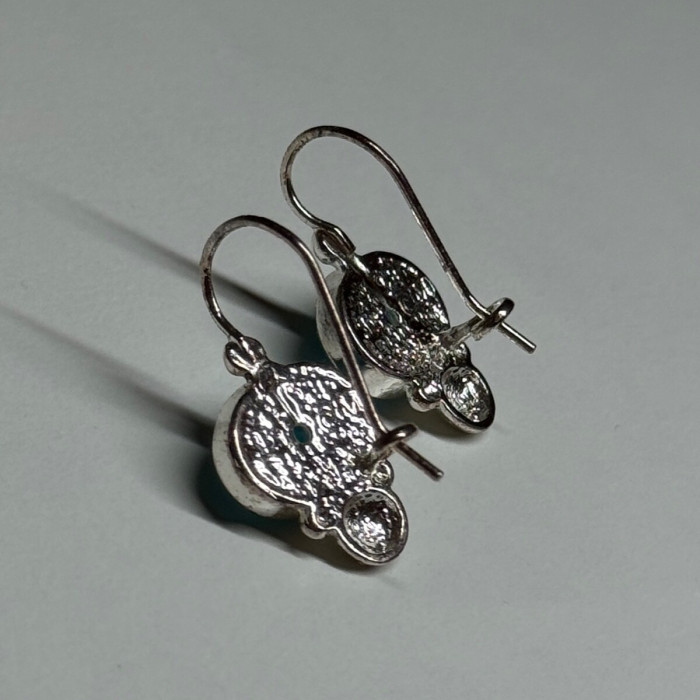 925 Sterling Silver Moon Stone Earrings Length 22 Mm