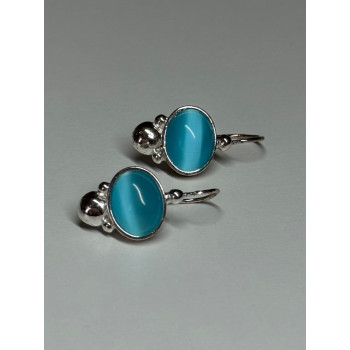 925 Sterling Silver Moon Stone Earrings Length 22 Mm