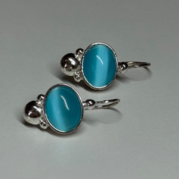 925 Sterling Silver Moon Stone Earrings Length 22 Mm