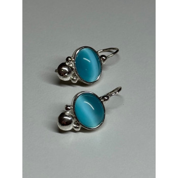 925 Sterling Silver Moon Stone Earrings Length 22 Mm