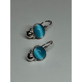 925 Sterling Silver Moon Stone Earrings Length 22 Mm