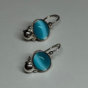 925 Sterling Silver Moon Stone Earrings Length 22 Mm