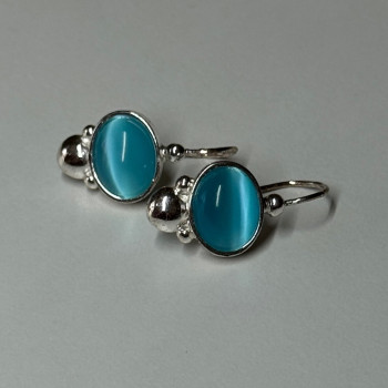 925 Sterling Silver Moon Stone Earrings Length 22 Mm