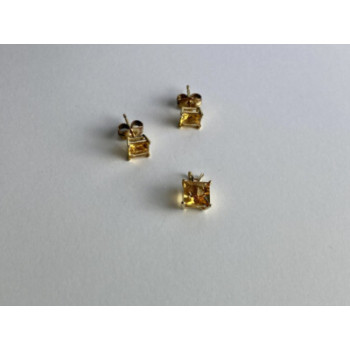 10K YELLOW GOLD HELIODOR EARRINGS & PENDANT