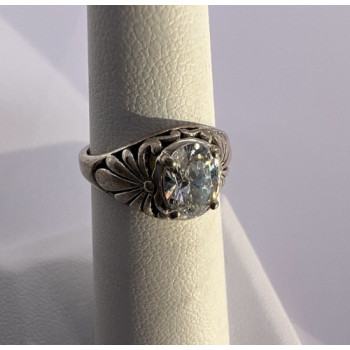 925 Sterling Silver & CZ Kbn Ring Size 4.5