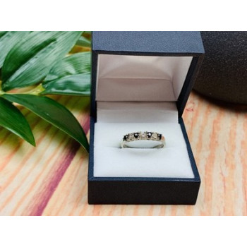 925 Sterling Silver Black Spinel & CZ Ring Size 8.5