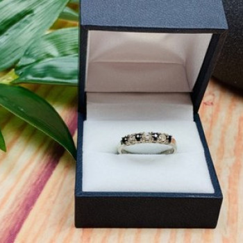 925 Sterling Silver Black Spinel & CZ Ring Size 8.5