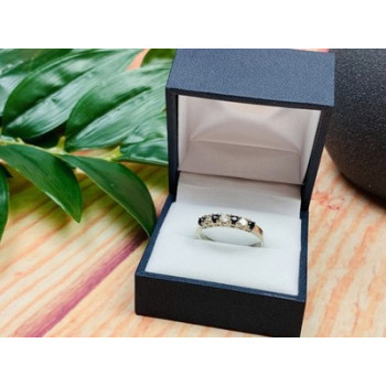 925 Sterling Silver Black Spinel & CZ Ring Size 8.5