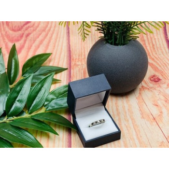 925 Sterling Silver Black Spinel & CZ Ring Size 8.5