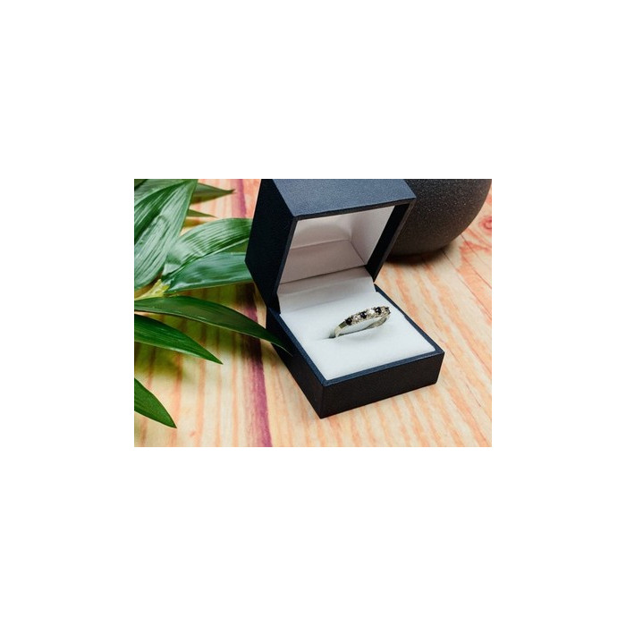 925 Sterling Silver Black Spinel & CZ Ring Size 8.5