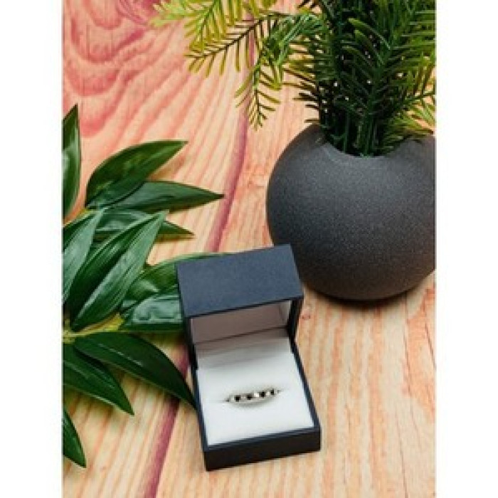 925 Sterling Silver Black Spinel & CZ Ring Size 8.5
