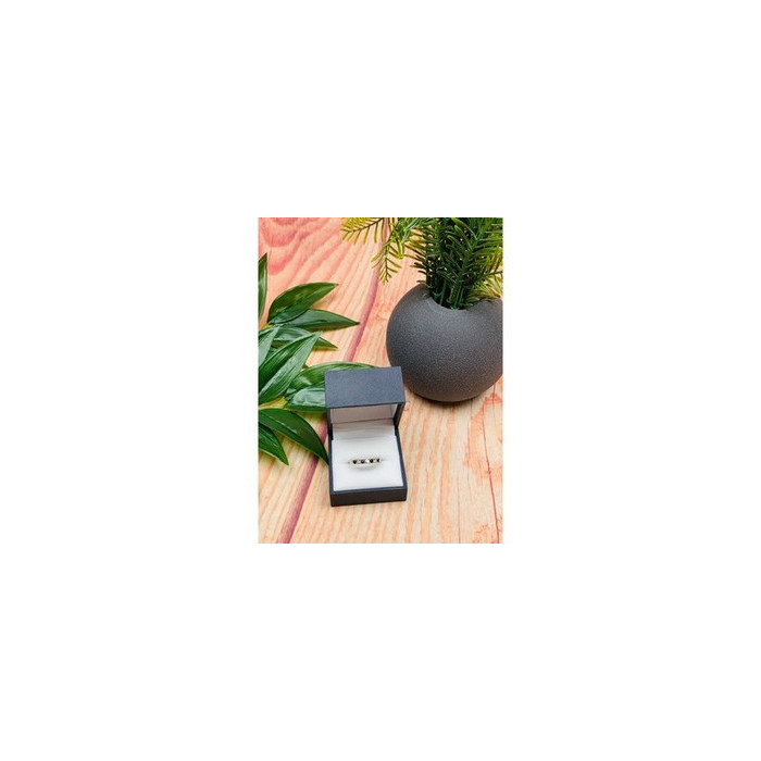 925 Sterling Silver Black Spinel & CZ Ring Size 8.5