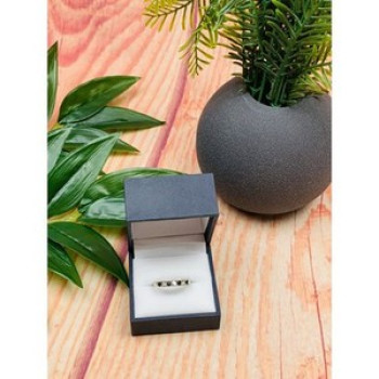 925 Sterling Silver Black Spinel & CZ Ring Size 8.5