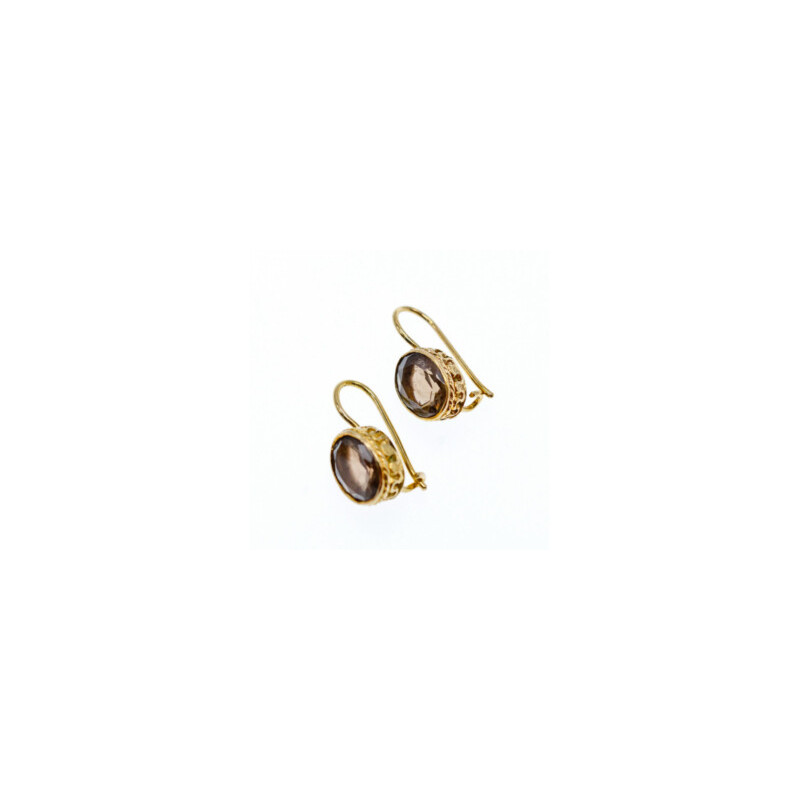925 STERLING SILVER GOLD PLATED HESSONITE EARRINGS