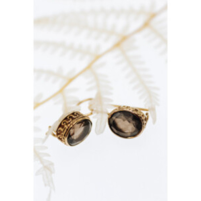 925 Sterling Silver Gold Plated Hessonite Earrings