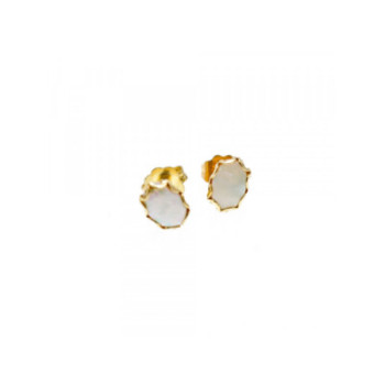 14K YELLOW GOLD WHITE OPAL EARRINGS