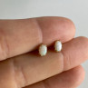 14K Yellow Gold White Opal Earrings
