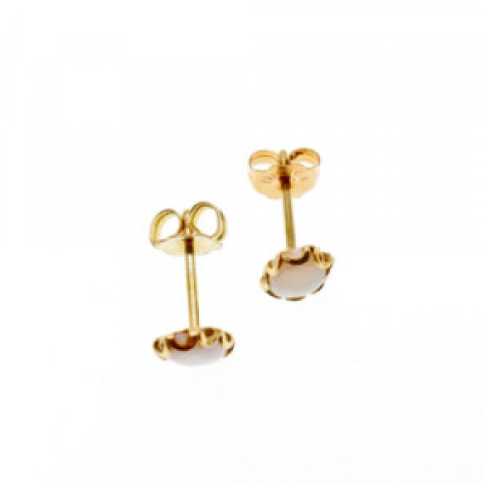 14K Yellow Gold White Opal Earrings