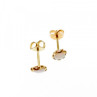 14K Yellow Gold White Opal Earrings