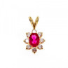14K Yellow Gold Ruby & White Topaz Pendant