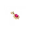 14K YELLOW GOLD RUBY & WHITE TOPAZ PENDANT