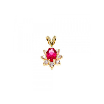 14K YELLOW GOLD RUBY & WHITE TOPAZ PENDANT