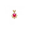 14K YELLOW GOLD RUBY & WHITE TOPAZ PENDANT