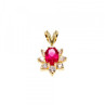 14K Yellow Gold Ruby & White Topaz Pendant