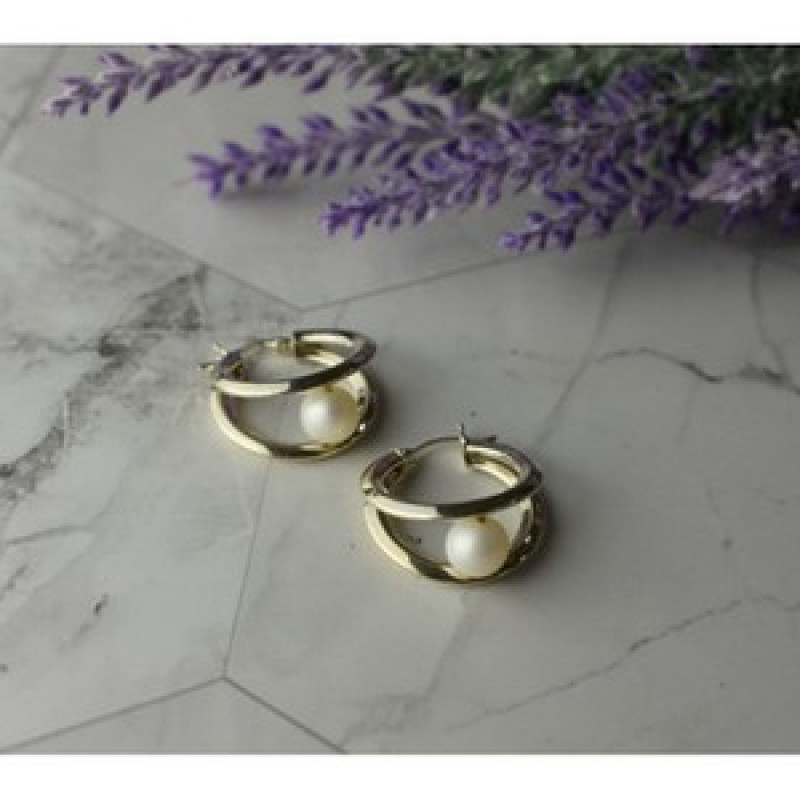 925 Sterling Silver Pearls Earrings Italy