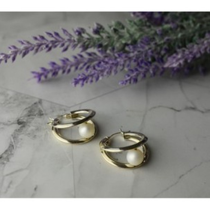 925 Sterling Silver Pearls Earrings Italy