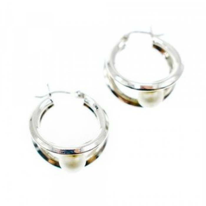 925 Sterling Silver Pearls Earrings Italy